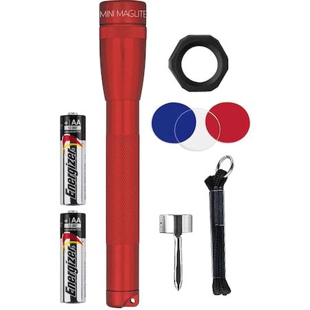 Maglite Mini 2 AACell LED Flashlight Combo Pack, Color Red SP2203C